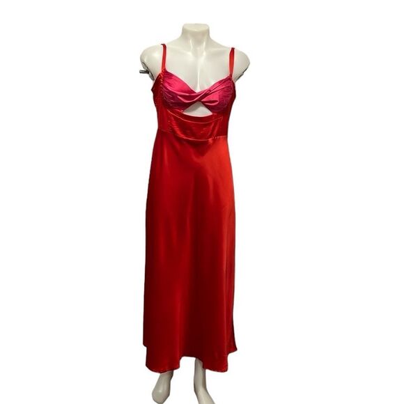 Runaway the label Kelsi midi/ maxidress pink & red midi dress size 10 NWT - Picture 2 of 10